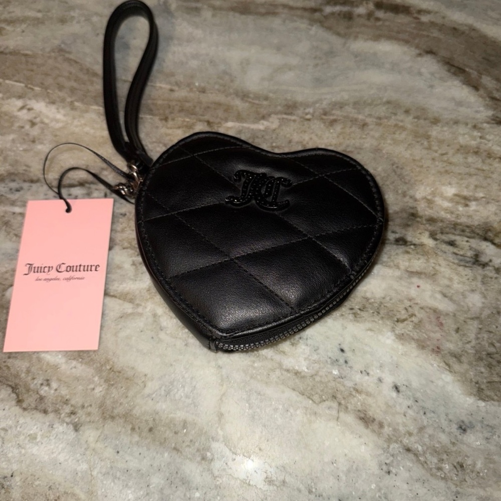Juicy Couture Black Leather Clutch Wristlet